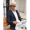 image:imageCOOFANDY Mens Blazer Casual Slim Fit Sport Coats Linen Texture Sport Jacket  Ligtweight Blazers Two Button Suit Jacket All Seaon Ideal for Casual Daily Wear Business Wedding GraduationPlaid Blazer Navy Blue