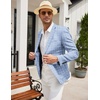 image:imageCOOFANDY Mens Blazer Casual Slim Fit Sport Coats Linen Texture Sport Jacket  Ligtweight Blazers Two Button Suit Jacket All Seaon Ideal for Casual Daily Wear Business Wedding GraduationPlaid Blazer Sky Blue
