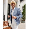 image:imageCOOFANDY Mens Blazer Casual Slim Fit Sport Coats Linen Texture Sport Jacket  Ligtweight Blazers Two Button Suit Jacket All Seaon Ideal for Casual Daily Wear Business Wedding GraduationPlaid Blazer Blue