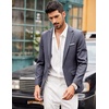 image:imageCOOFANDY Mens Blazer Casual Sport Coats Slim Fit Lightweight Sports Jacket  One Button Suit JacketLinen BlazerPlaid Blazer Shoulder PadsBlue