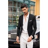 image:imageCOOFANDY Mens Blazer Casual Sport Coats Slim Fit Lightweight Sports Jacket  One Button Suit JacketLinen BlazerPlaid Blazer Shoulder PadsDark Black