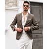 image:imageCOOFANDY Mens Blazer Casual Sport Coats Slim Fit Lightweight Sports Jacket  One Button Suit JacketLinen BlazerPlaid Blazer Shoulder PadsKhaki