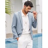 image:imageCOOFANDY Mens Blazer Casual Sport Coats Slim Fit Lightweight Sports Jacket  One Button Suit JacketLinen BlazerPlaid Blazer Shoulder PadsLight Blue