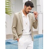 image:imageCOOFANDY Mens Blazer Casual Sport Coats Slim Fit Lightweight Sports Jacket  One Button Suit JacketLinen BlazerPlaid Blazer Shoulder PadsLight Khaki