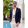 image:imageCOOFANDY Mens Blazer Casual Sport Coats Slim Fit Lightweight Sports Jacket  One Button Suit JacketLinen BlazerPlaid Blazer Shoulder PadsNavy Blue