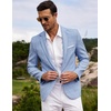 image:imageCOOFANDY Mens Blazer Casual Sport Coats Slim Fit Lightweight Sports Jacket  One Button Suit JacketLinen BlazerPlaid Blazer Shoulder PadsPlaid Blazer  Sky Blue