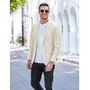 image:imageCOOFANDY Mens Blazer Casual Sport Coats Slim Fit Lightweight Sports Jacket  One Button Suit JacketLinen BlazerPlaid Blazer Shoulder PadsPlain Color  Beige