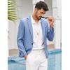 image:imageCOOFANDY Mens Blazer Casual Sport Coats Slim Fit Lightweight Sports Jacket  One Button Suit JacketLinen BlazerPlaid Blazer Shoulder PadsSky Blue