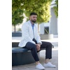 image:imageCOOFANDY Mens Casual Blazer Slim Fit Two Button Knit Sport Coat  Lightweight BlazerNotch LapelSuit JacketBusiness Casual Wedding Travel PartyWhite