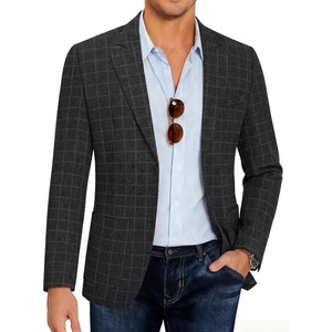 image:imageCOOFANDY Mens Blazer Casual Slim Fit Sport Coats Linen Texture Sport Jacket  Ligtweight Blazers Two Button Suit Jacket All Seaon Ideal for Casual Daily Wear Business Wedding GraduationPlaid Blazer Black