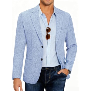 image:imageCOOFANDY Mens Blazer Casual Slim Fit Sport Coats Linen Texture Sport Jacket  Ligtweight Blazers Two Button Suit Jacket All Seaon Ideal for Casual Daily Wear Business Wedding GraduationSky Blue