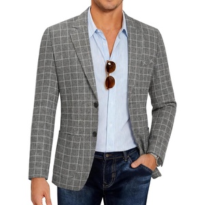 image:imageCOOFANDY Mens Blazer Casual Slim Fit Sport Coats Linen Texture Sport Jacket  Ligtweight Blazers Two Button Suit Jacket All Seaon Ideal for Casual Daily Wear Business Wedding GraduationPlaid Blazer Dark Gray