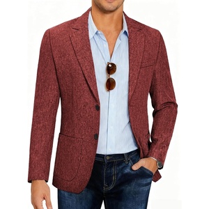 image:imageCOOFANDY Mens Blazer Casual Slim Fit Sport Coats Linen Texture Sport Jacket  Ligtweight Blazers Two Button Suit Jacket All Seaon Ideal for Casual Daily Wear Business Wedding GraduationWine Red