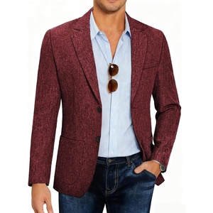 image:imageCOOFANDY Mens Blazer Casual Slim Fit Sport Coats Linen Texture Sport Jacket  Ligtweight Blazers Two Button Suit Jacket All Seaon Ideal for Casual Daily Wear Business Wedding GraduationBurgundy