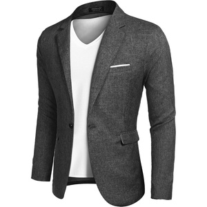 image:imageCOOFANDY Mens Blazer Casual Sport Coats Slim Fit Lightweight Sports Jacket  One Button Suit JacketLinen BlazerPlaid Blazer Shoulder PadsBlack