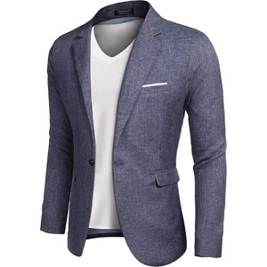 image:imageCOOFANDY Mens Blazer Casual Sport Coats Slim Fit Lightweight Sports Jacket  One Button Suit JacketLinen BlazerPlaid Blazer Shoulder PadsBlue