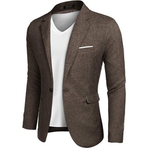 image:imageCOOFANDY Mens Blazer Casual Sport Coats Slim Fit Lightweight Sports Jacket  One Button Suit JacketLinen BlazerPlaid Blazer Shoulder PadsBrown