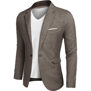 image:imageCOOFANDY Mens Blazer Casual Sport Coats Slim Fit Lightweight Sports Jacket  One Button Suit JacketLinen BlazerPlaid Blazer Shoulder PadsKhaki