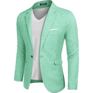 image:imageCOOFANDY Mens Blazer Casual Sport Coats Slim Fit Lightweight Sports Jacket  One Button Suit JacketLinen BlazerPlaid Blazer Shoulder PadsMint Green