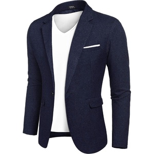 image:imageCOOFANDY Mens Blazer Casual Sport Coats Slim Fit Lightweight Sports Jacket  One Button Suit JacketLinen BlazerPlaid Blazer Shoulder PadsNavy Blue