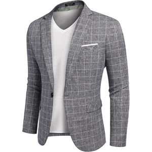 image:imageCOOFANDY Mens Blazer Casual Sport Coats Slim Fit Lightweight Sports Jacket  One Button Suit JacketLinen BlazerPlaid Blazer Shoulder PadsPlaid Blazer  Dark Gray