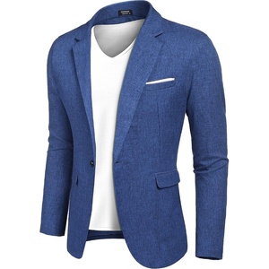 image:imageCOOFANDY Mens Blazer Casual Sport Coats Slim Fit Lightweight Sports Jacket  One Button Suit JacketLinen BlazerPlaid Blazer Shoulder PadsRoyal Blue