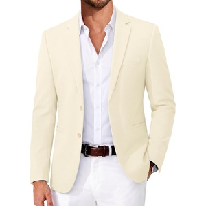 image:imageCOOFANDY Mens Casual Blazer Slim Fit Two Button Knit Sport Coat  Lightweight BlazerNotch LapelSuit JacketBusiness Casual Wedding Travel PartyBeige