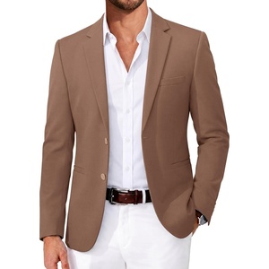 image:imageCOOFANDY Mens Casual Blazer Slim Fit Two Button Knit Sport Coat  Lightweight BlazerNotch LapelSuit JacketBusiness Casual Wedding Travel PartyBrown