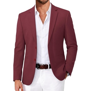 image:imageCOOFANDY Mens Casual Blazer Slim Fit Two Button Knit Sport Coat  Lightweight BlazerNotch LapelSuit JacketBusiness Casual Wedding Travel PartyBurgundy
