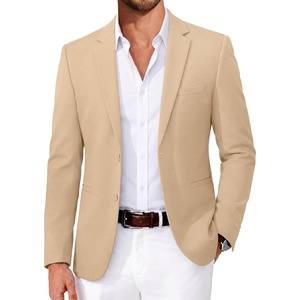 image:imageCOOFANDY Mens Casual Blazer Slim Fit Two Button Knit Sport Coat  Lightweight BlazerNotch LapelSuit JacketBusiness Casual Wedding Travel PartyKhaki