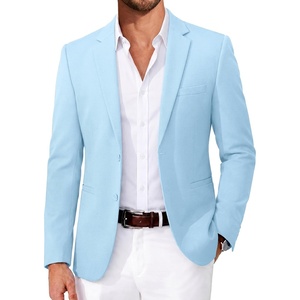 image:imageCOOFANDY Mens Casual Blazer Slim Fit Two Button Knit Sport Coat  Lightweight BlazerNotch LapelSuit JacketBusiness Casual Wedding Travel PartyLight Blue