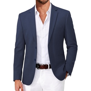 image:imageCOOFANDY Mens Casual Blazer Slim Fit Two Button Knit Sport Coat  Lightweight BlazerNotch LapelSuit JacketBusiness Casual Wedding Travel PartyNavy Blue