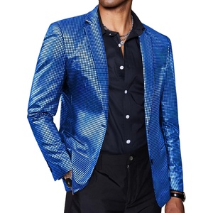 image:imageCOOFANDY Mens Metallic Jacket Casual Sport Coat 70s Party Disco Outfits  Sequin BlazerSparkle Jacket80s Style2Button BlazerNotched LapelCasualPartyDiscoPromHalloweenChristmas New Year EveBlue