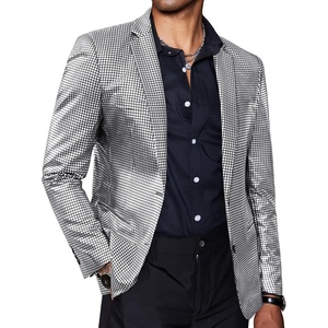 image:imageCOOFANDY Mens Metallic Jacket Casual Sport Coat 70s Party Disco Outfits  Sequin BlazerSparkle Jacket80s Style2Button BlazerNotched LapelCasualPartyDiscoPromHalloweenChristmas New Year Eve02silver