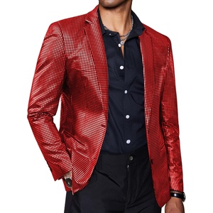 image:imageCOOFANDY Mens Metallic Jacket Casual Sport Coat 70s Party Disco Outfits  Sequin BlazerSparkle Jacket80s Style2Button BlazerNotched LapelCasualPartyDiscoPromHalloweenChristmas New Year Eve05red