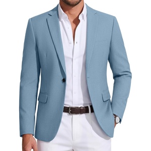image:imageCOOFANDY Mens Sport Coat Casual Blazer One Button Business Suit Jacket  Regular Fit Sports Coat Lightweight Blazers Notch Lapel Solid Color Wedding Prom Party Dress Casual Daily BusinessClear Blue