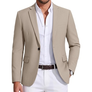 image:imageCOOFANDY Mens Sport Coat Casual Blazer One Button Business Suit Jacket  Regular Fit Sports Coat Lightweight Blazers Notch Lapel Solid Color Wedding Prom Party Dress Casual Daily BusinessKhaki