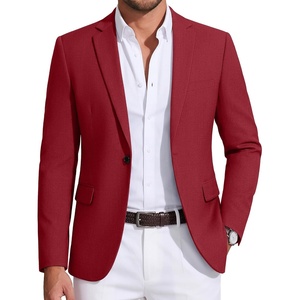 image:imageCOOFANDY Mens Sport Coat Casual Blazer One Button Business Suit Jacket  Regular Fit Sports Coat Lightweight Blazers Notch Lapel Solid Color Wedding Prom Party Dress Casual Daily BusinessWine Red