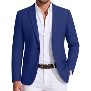 image:imageCOOFANDY Mens Sport Coat Casual Blazer One Button Business Suit Jacket  Regular Fit Sports Coat Lightweight Blazers Notch Lapel Solid Color Wedding Prom Party Dress Casual Daily BusinessGrey Blue