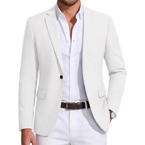 image:imageCOOFANDY Mens Sport Coat Casual Blazer One Button Business Suit Jacket  Regular Fit Sports Coat Lightweight Blazers Notch Lapel Solid Color Wedding Prom Party Dress Casual Daily BusinessWhite