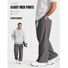 image:imageCOOFANDY Baggy Sweatpants Men Wide Leg Cotton Joggers for Men with Pockets  2 in 1 Design Ankle Drawcord Cotton Blend Wide Leg 3 Deep Pockets Drawstring Waist Y2K Loungewear Gym WorkoutDark Gray