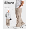 image:imageCOOFANDY Baggy Sweatpants Men Wide Leg Cotton Joggers for Men with Pockets  2 in 1 Design Ankle Drawcord Cotton Blend Wide Leg 3 Deep Pockets Drawstring Waist Y2K Loungewear Gym WorkoutKhaki