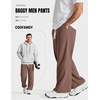 image:imageCOOFANDY Baggy Sweatpants Men Wide Leg Cotton Joggers for Men with Pockets  2 in 1 Design Ankle Drawcord Cotton Blend Wide Leg 3 Deep Pockets Drawstring Waist Y2K Loungewear Gym WorkoutBrown