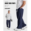 image:imageCOOFANDY Baggy Sweatpants Men Wide Leg Cotton Joggers for Men with Pockets  2 in 1 Design Ankle Drawcord Cotton Blend Wide Leg 3 Deep Pockets Drawstring Waist Y2K Loungewear Gym WorkoutNavy Blue