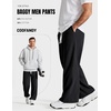 image:imageCOOFANDY Baggy Sweatpants Men Wide Leg Cotton Joggers for Men with Pockets  2 in 1 Design Ankle Drawcord Cotton Blend Wide Leg 3 Deep Pockets Drawstring Waist Y2K Loungewear Gym WorkoutBlack
