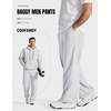image:imageCOOFANDY Baggy Sweatpants Men Wide Leg Cotton Joggers for Men with Pockets  2 in 1 Design Ankle Drawcord Cotton Blend Wide Leg 3 Deep Pockets Drawstring Waist Y2K Loungewear Gym WorkoutWhite Heather
