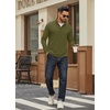 image:imageCOOFANDY Men Quarter Zip Pullover Sweatshirts Long Sleeve Mock Neck Sweater  14 Closure HalfOpening Quilted Texture Fleece Standup Collar Business Casual Golfing Thermal Ribbed CuffsArmy Green