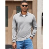 image:imageCOOFANDY Men Quarter Zip Pullover Sweatshirts Long Sleeve Mock Neck Sweater  14 Closure HalfOpening Quilted Texture Fleece Standup Collar Business Casual Golfing Thermal Ribbed CuffsLight Grey