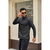 image:imageCOOFANDY Men Quarter Zip Pullover Sweatshirts Long Sleeve Mock Neck Sweater  14 Closure HalfOpening Quilted Texture Fleece Standup Collar Business Casual Golfing Thermal Ribbed CuffsGrey