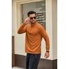 image:imageCOOFANDY Men Quarter Zip Pullover Sweatshirts Long Sleeve Mock Neck Sweater  14 Closure HalfOpening Quilted Texture Fleece Standup Collar Business Casual Golfing Thermal Ribbed CuffsLight Brown